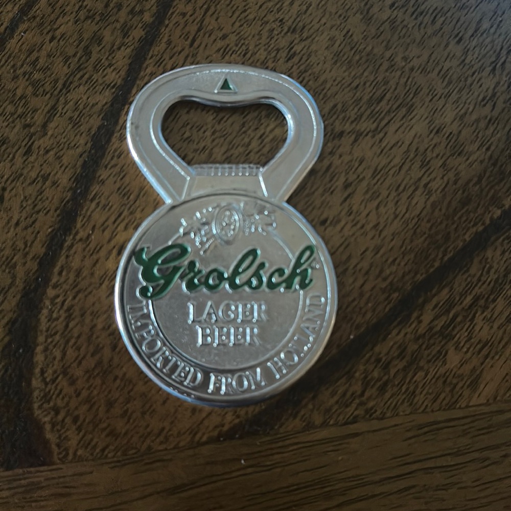 Vintage Beer Bottle Opener GROLSCH Lager Imported from Holland Double Sided Sign